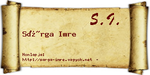 Sárga Imre névjegykártya